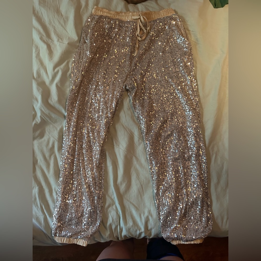 Sequin gold joggers